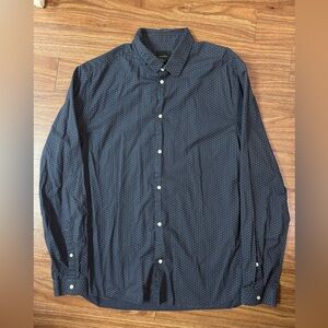 H&M Men's Navy Blue Polka Dot Button-Up Shirt